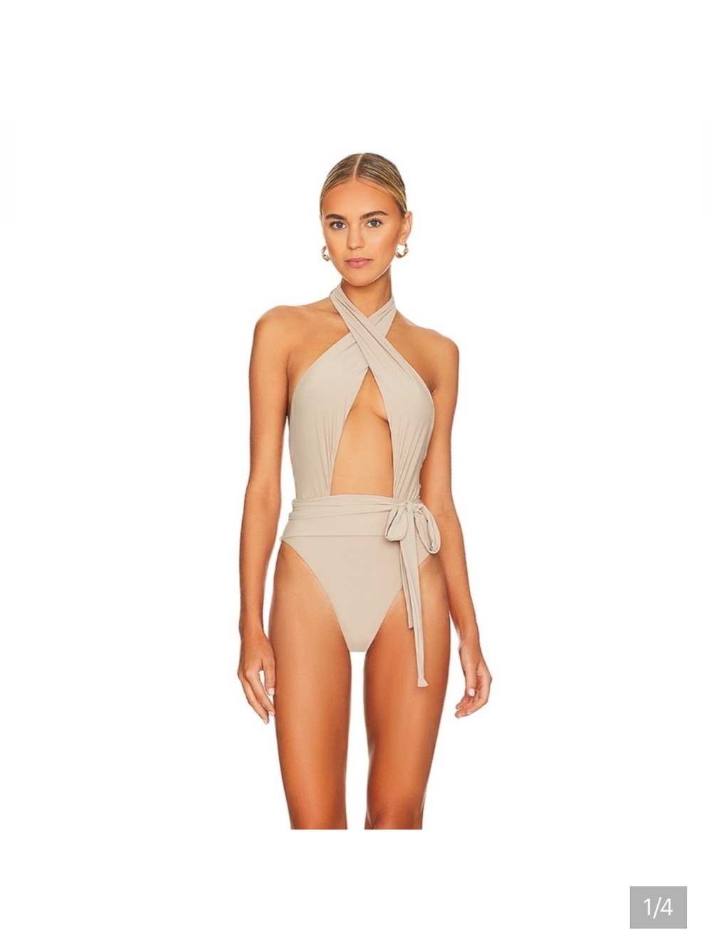 PQ Alex one piece Swim Beige Cross-Front One-Piece Swimsuit